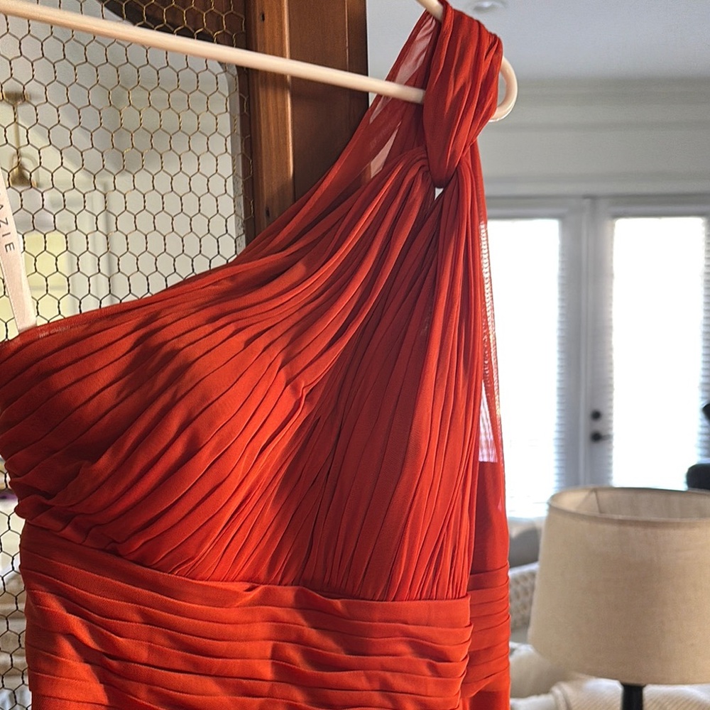 Azazie Charlize Elegant One-Shoulder burnt orange Dress - Picture 8 of 11